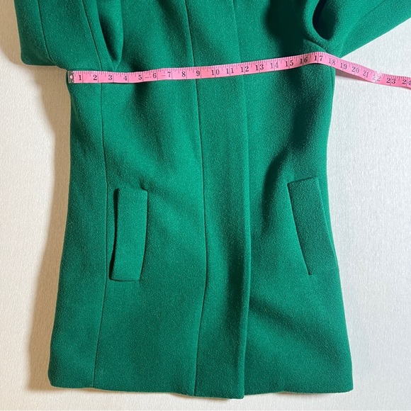 J Crew Wool Blend Kelly Green Peacoat w/ Hidden Gold Zipper, Size 2 - Picture 6 of 11